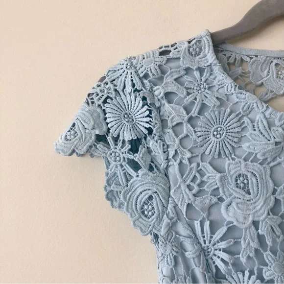 Lulus Romance Language Light Blue Backless Lace Dress Size Small - Picture 4 of 10